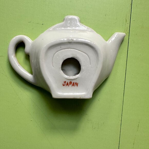 Vintage Tea Bag Rest Ceramic Teapot Tea Rest "Let Me Hold the Bag" Yellow Blue - Picture 5 of 5